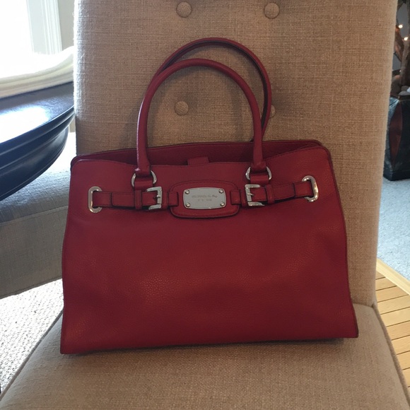 Michael Kors Handbags - Red Michael Kors Soft Leather Tote Bag